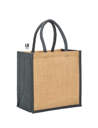 Τσάντα αγοράς με διχρωμία 30 x 30 + 19εκ. (Brasilia) natural-grey